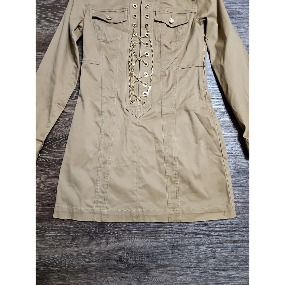 Michael Kors Chain Lace-Up Mini Dress In Dark Camel Size 0 - Picture 5 of 15